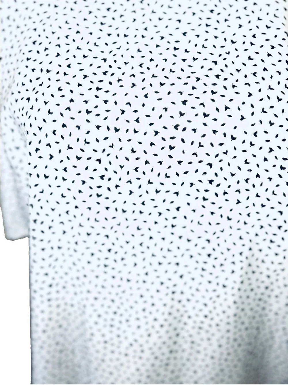 Banana Republic Medium White Black Abstract Geometric Fleck Puff Sleeve Top